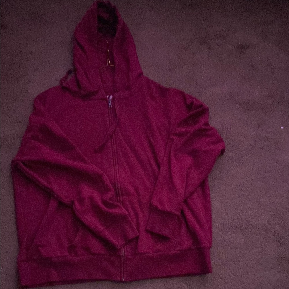 Burgundy Zip-Up Hoodie